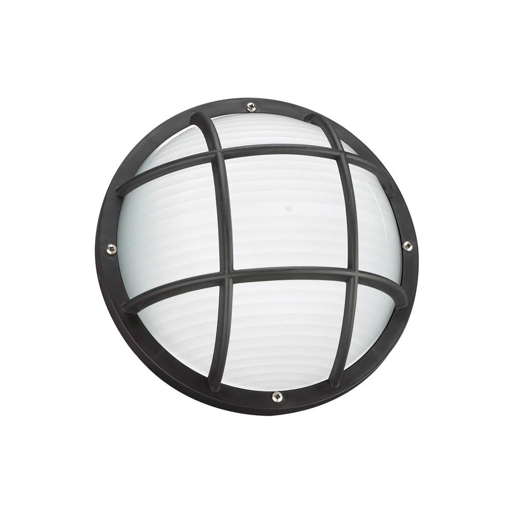 Generation Lighting Bayside Traditional 1-Light Led Outdoor Exterior Wall Or Ceiling Mount In Black Finish With Polycarbonate Protector And Frosted White Diffuser