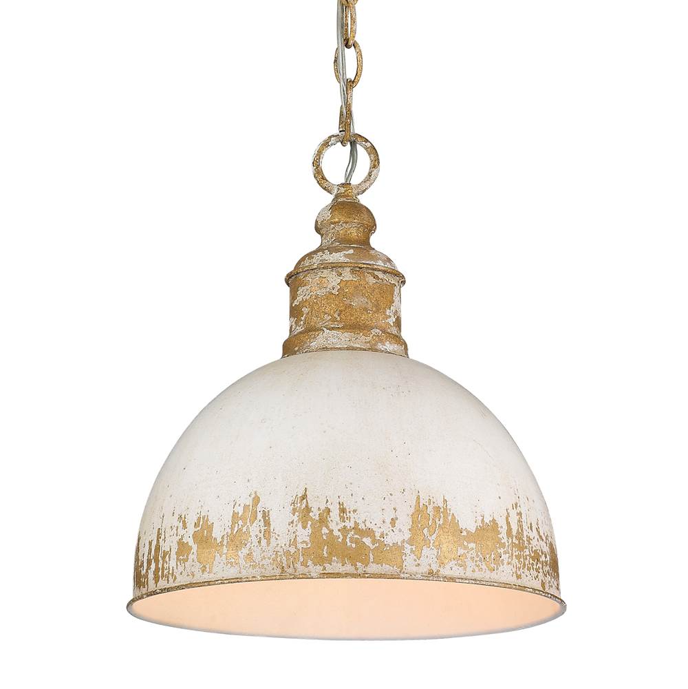 Golden Lighting Alison Medium Pendant in Vintage Gold with Antique Ivory Shade