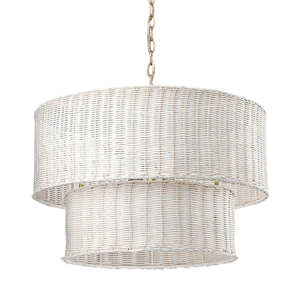 Golden Lighting Erma BCB 6 Light Chandelier in Brushed Champagne Bronze with White Wicker Shade