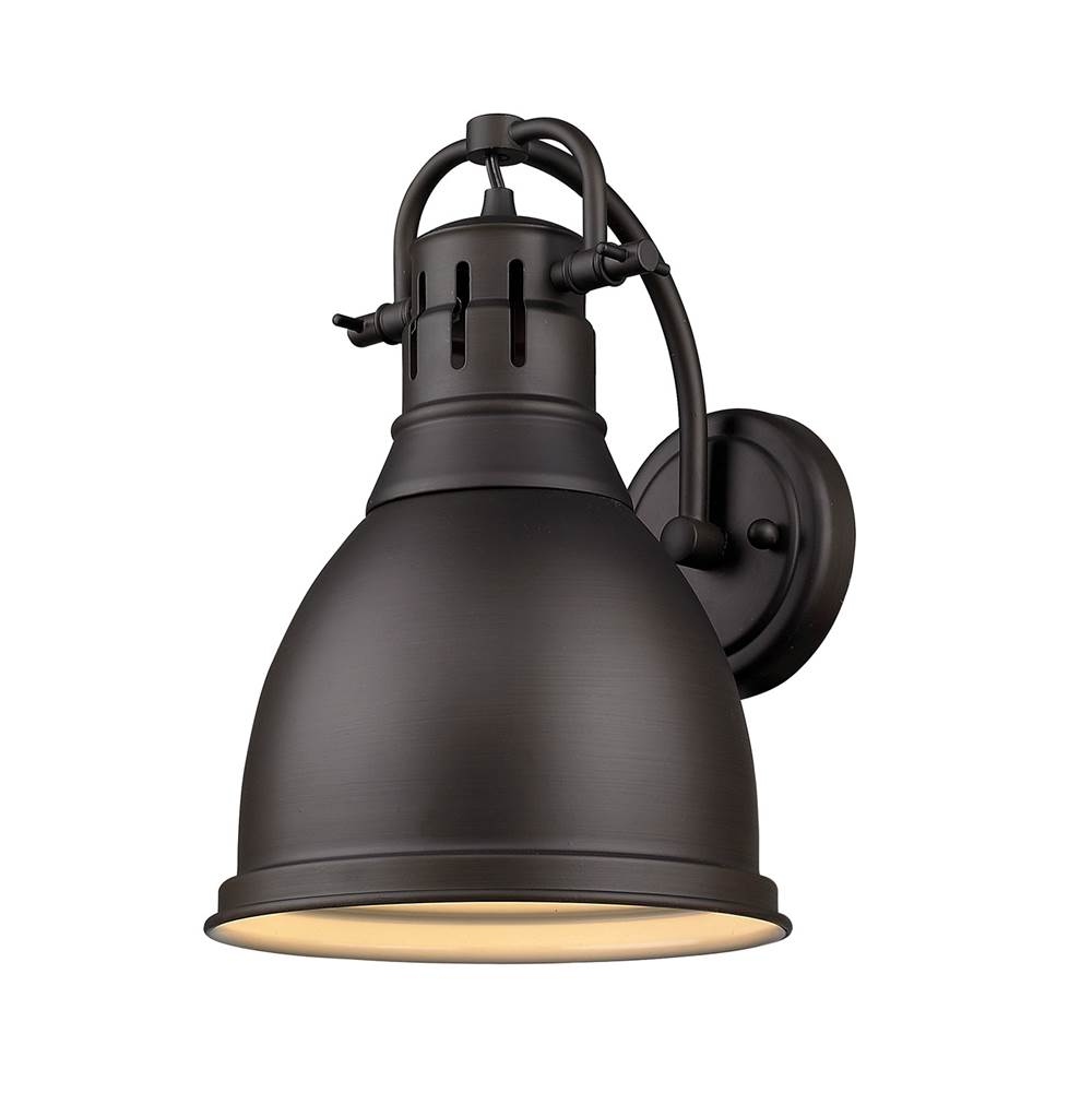 Golden Lighting Duncan 1 Light Wall Sconce in Rubbed Bronze with a Rubbed Bronze Shade