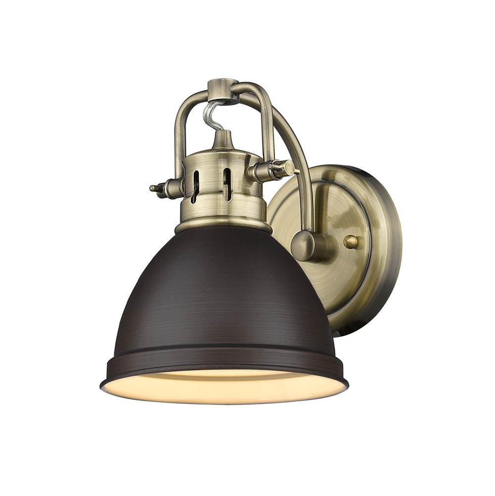 Golden Lighting Duncan 1 Light Bath Vanity in Aged Brass with a Rubbed Bronze Shade