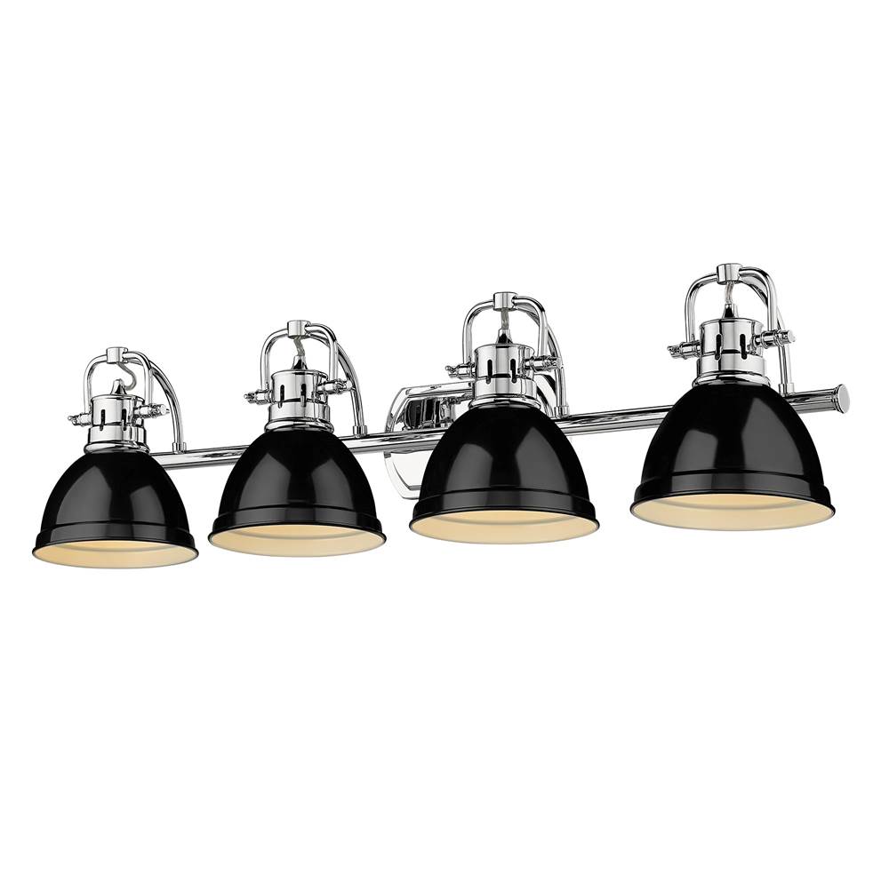 Golden Lighting Duncan CH 4 Light Bath Vanity in Chrome with Black Shades