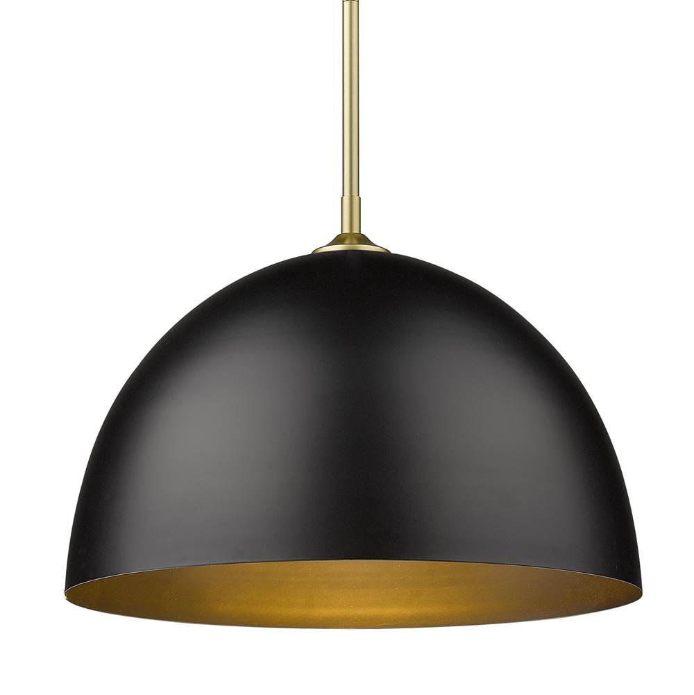 Golden Lighting Zoey Large Pendant in Olympic Gold with Matte Black Shade