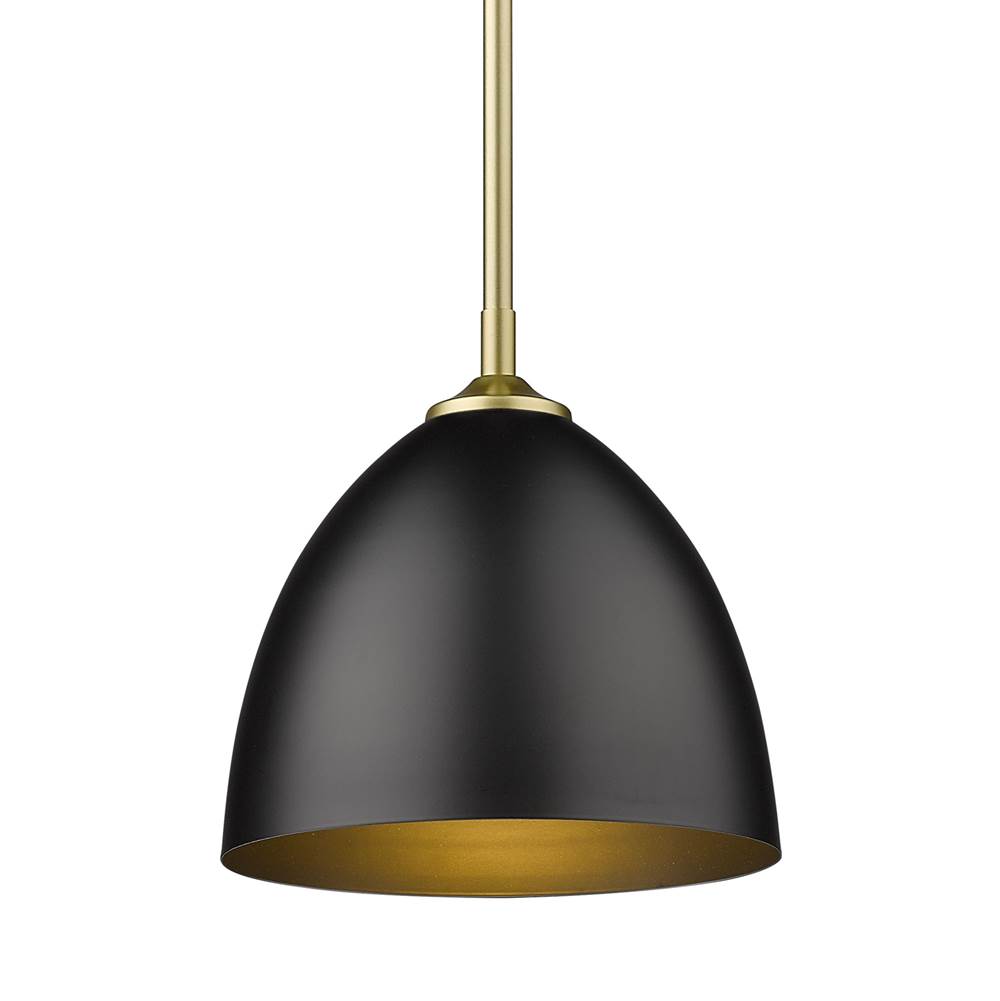 Golden Lighting Zoey Small Pendant in Olympic Gold with Matte Black Shade
