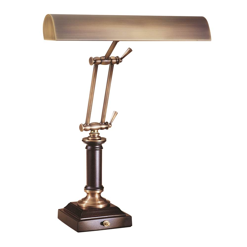 House Of Troy Desk/Piano Lamp 14'' Antique Brass with Cordovan Accents