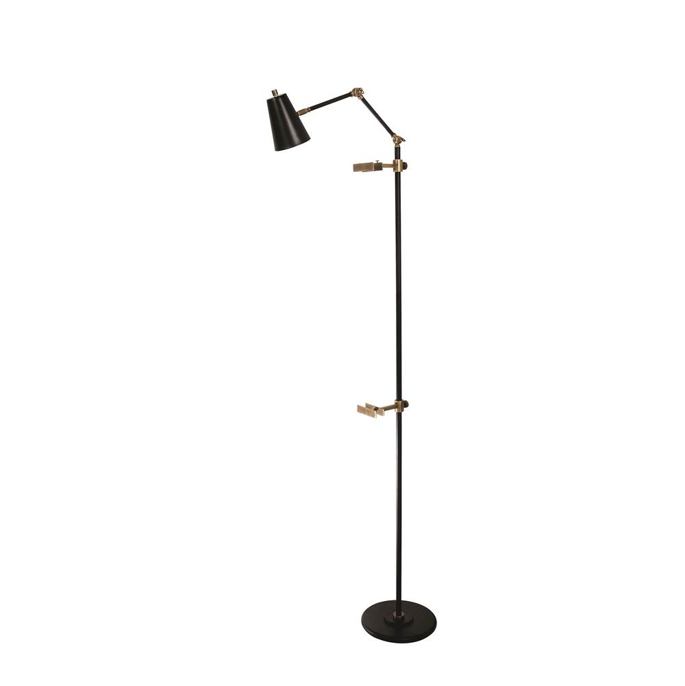 House Of Troy River North Easel Floor Lamp Black And Antique Brass Accents Spot Light Shade