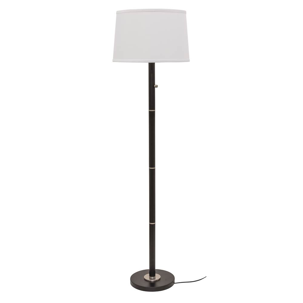 House Of Troy Rupert three way floor lamp in black with satin nickel accents