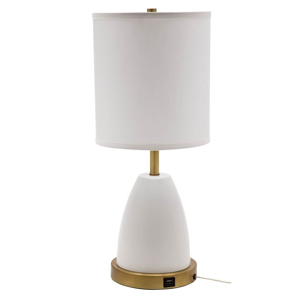 House Of Troy Rupert table lamp with weathered brass accents and USB port