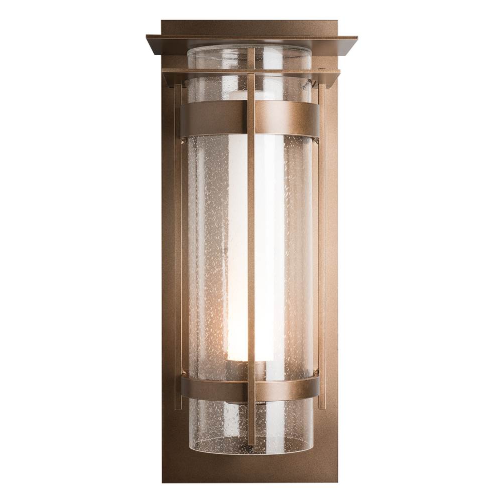 Hubbardton Forge Banded Seeded Glass XL Outdoor Sconce with Top Plate, 305999-SKT-80-ZS0664
