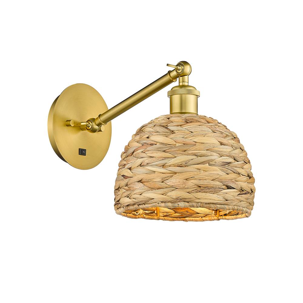 Innovations Woven Rattan Satin Gold Sconce
