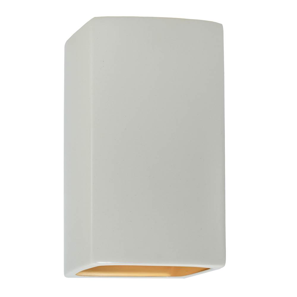 Justice Design Large Rectangle - Open Top and Bottom  in Matte White with Champagne Gold internal finish