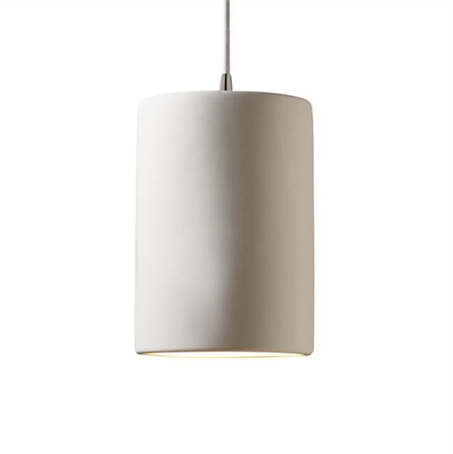 Justice Design Small Cylinder LED Pendant  in Pewter Green