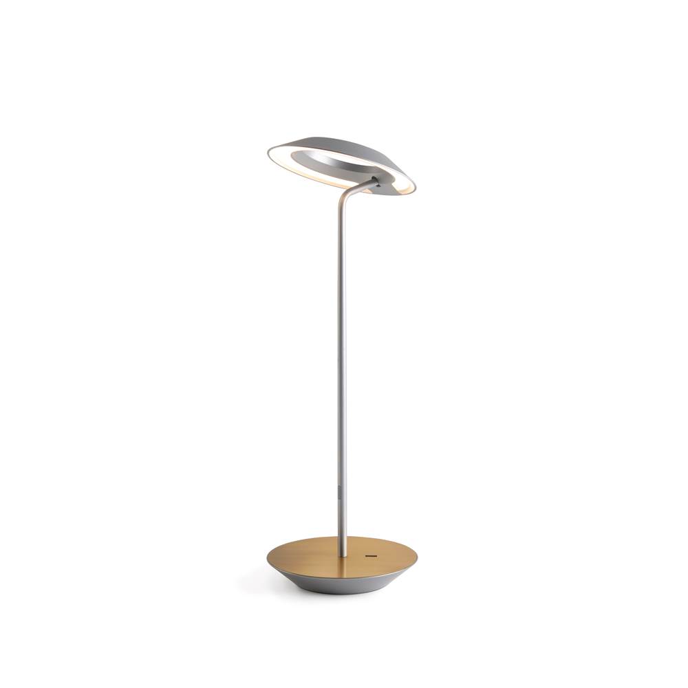 Koncept Lighting Royyo Desk Lamp, Silver body, Brushed Brass base plate