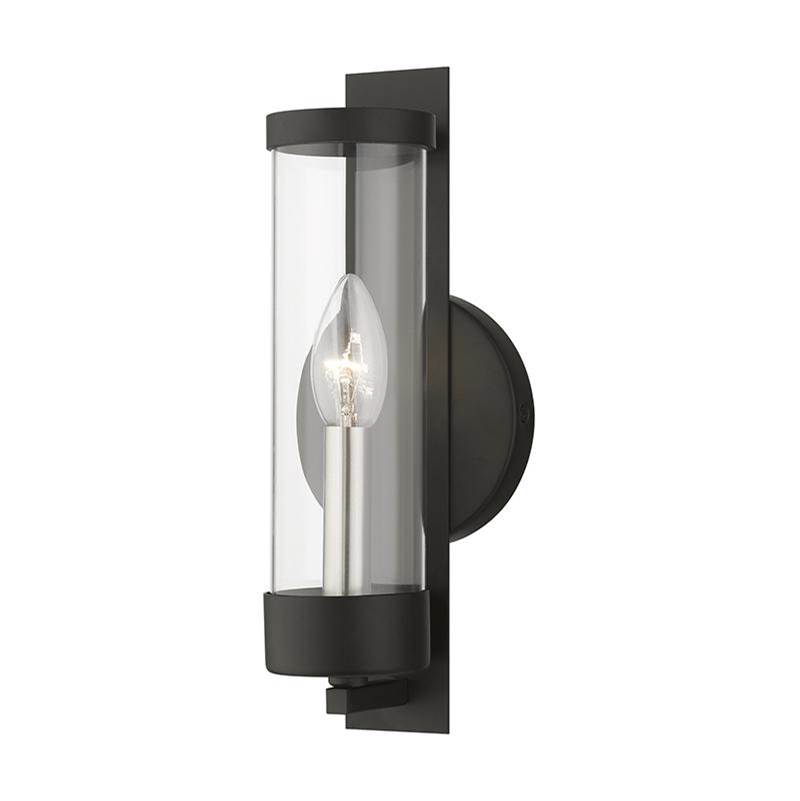 Livex 1 Light Black with Brushed Nickel Candle ADA Single Sconce