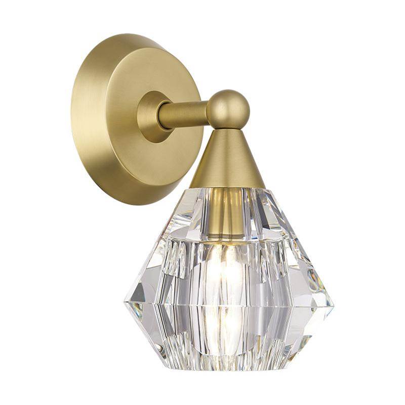 Livex 1 Light Natural Brass Crystal Single Sconce