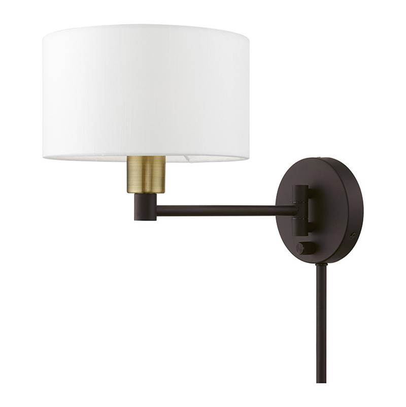 Livex 1 Light Bronze with Antique Brass Accent Swing Arm Wall Lamp