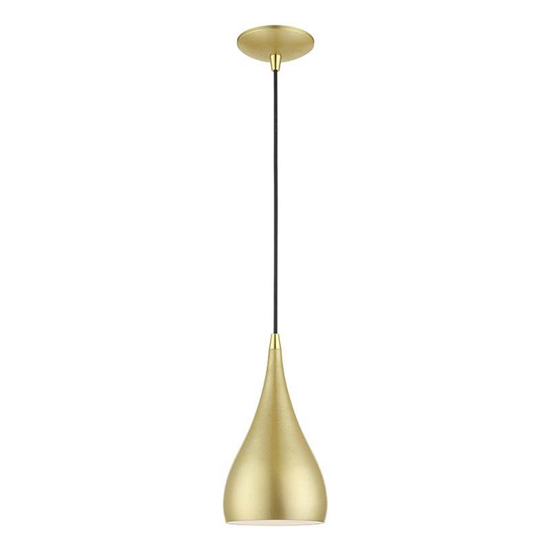 Livex 1 Light Soft Gold with Polished Brass Accents Mini Pendant