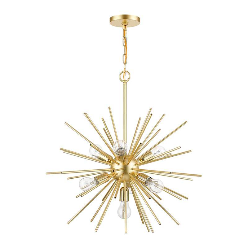Livex 7 Light Soft Gold with Polished Brass Accents Pendant Chandelier
