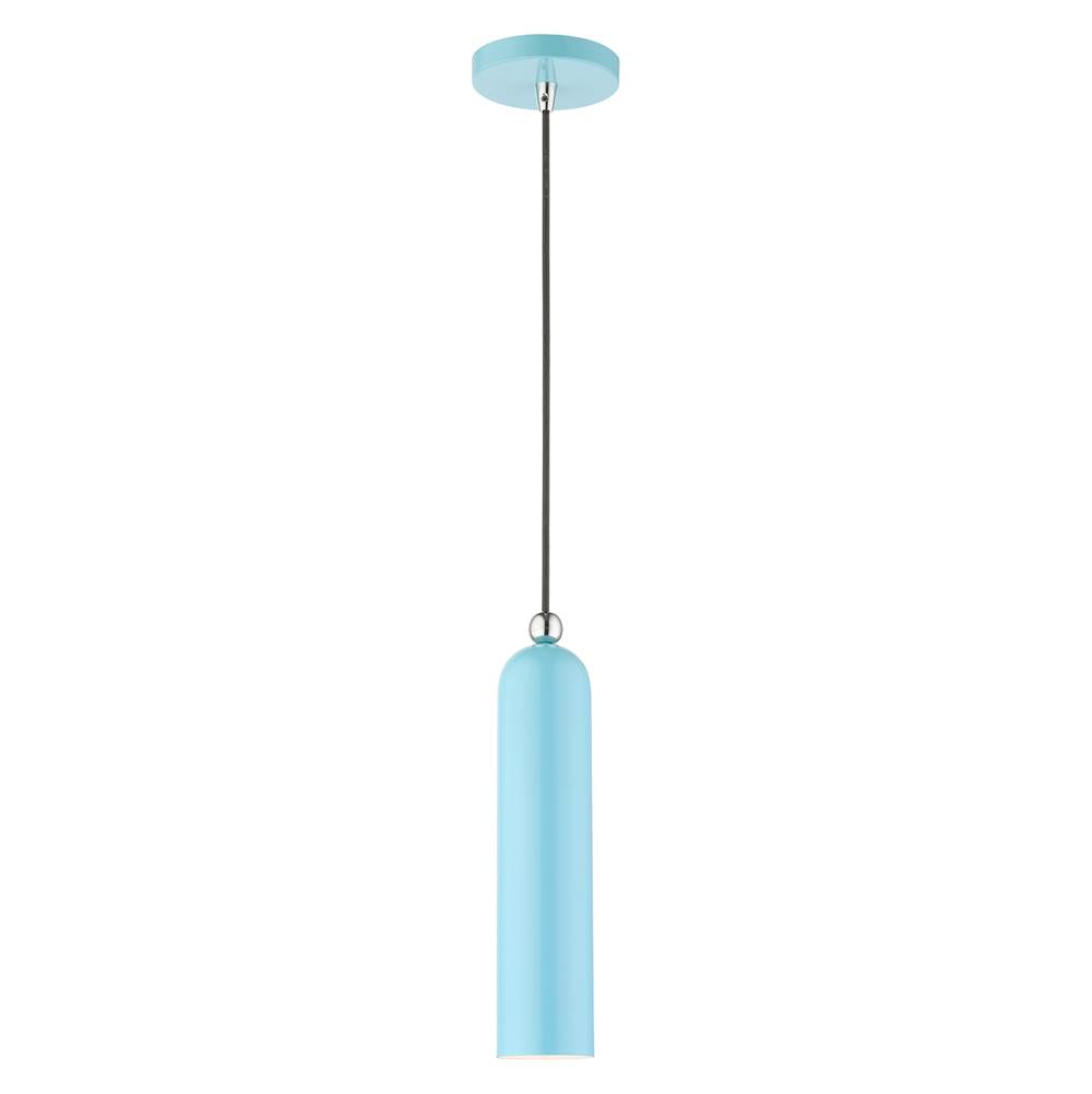 Livex Ardmore 1 Lt Shiny Baby Blue Pendant in Shiny Baby Blue