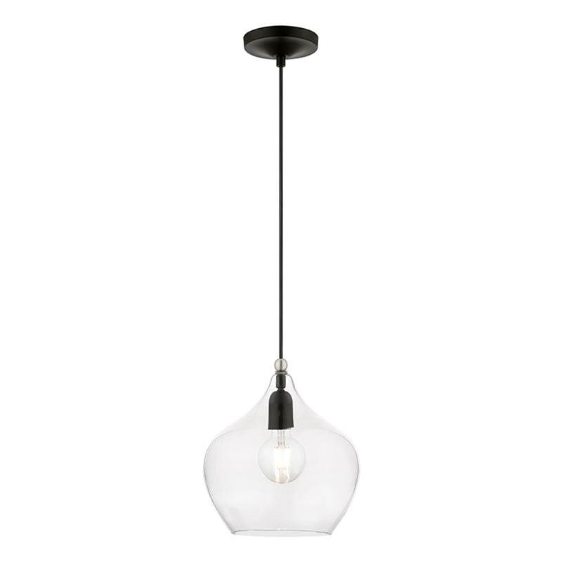 Livex 1 Light Black with Brushed Nickel Accent Pendant