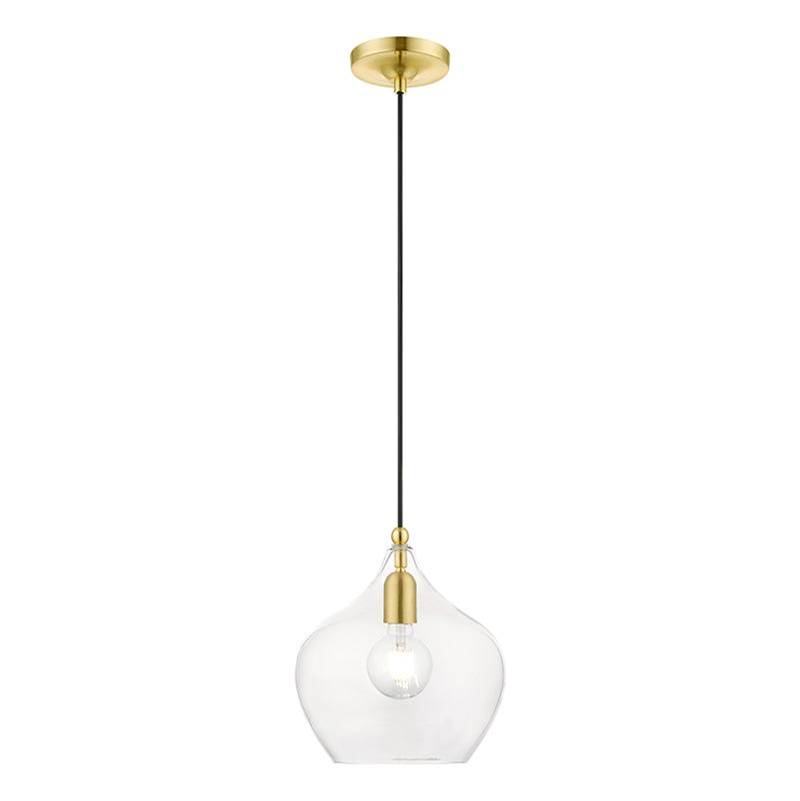 Livex 1 Light Satin Brass with Polished Brass Accent Pendant