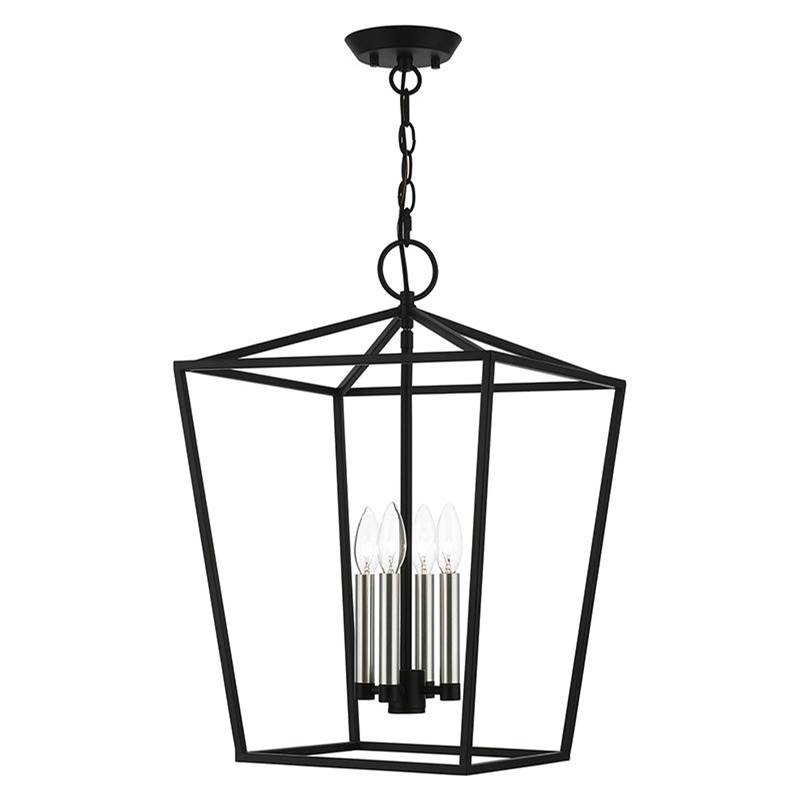 Livex 4 Light Black with Brushed Nickel Accents Chandelier