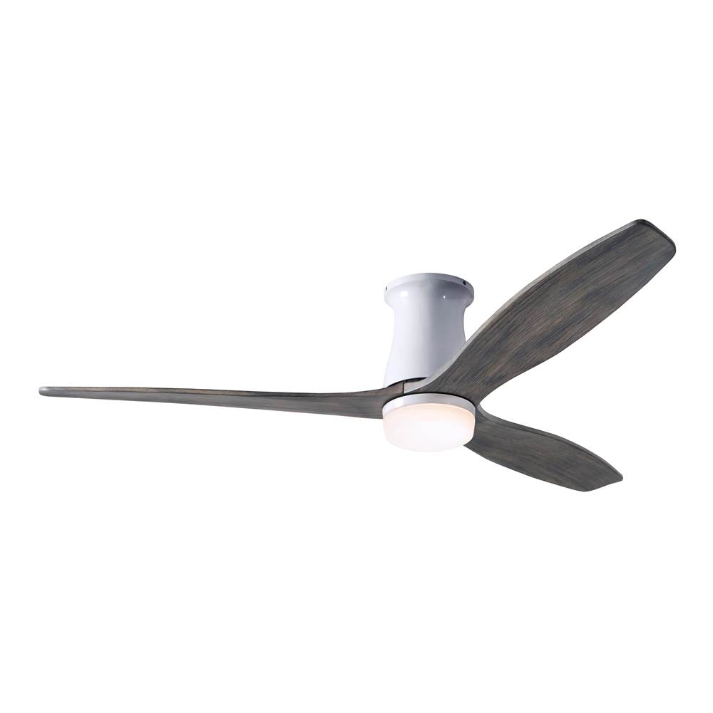 Modern Fan Company Arbor Flush DC Fan; Gloss White Finish; 54'' Graywash Blades; 17W LED; Wall Control