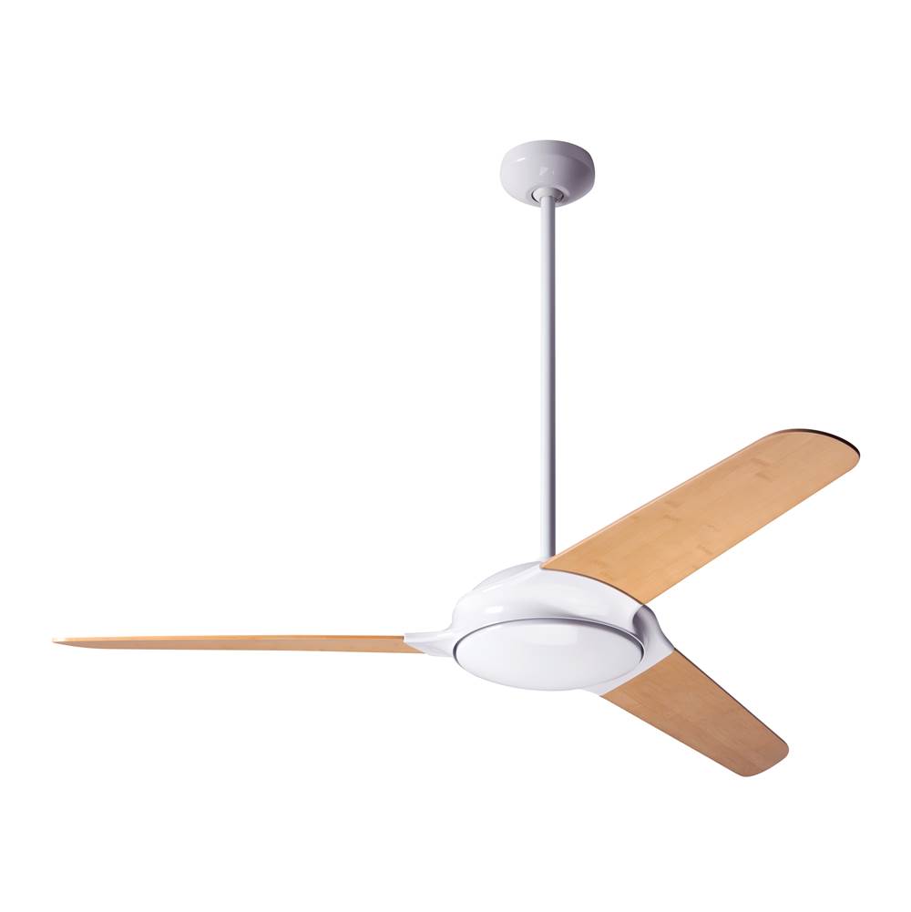 Modern Fan Company Flow Fan; Gloss White Finish; 52'' Bamboo Blades; No Light; Wall Control with Remote Handset (2-wire)