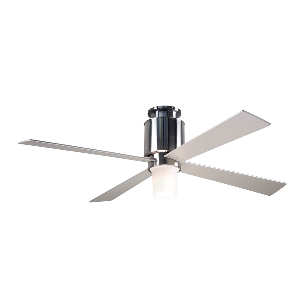 Modern Fan Company Lapa Flush Fan; Bright Nickel Finish; 50'' Nickel Blades; 17W LED; Fan Speed and Light Control (3-wire)