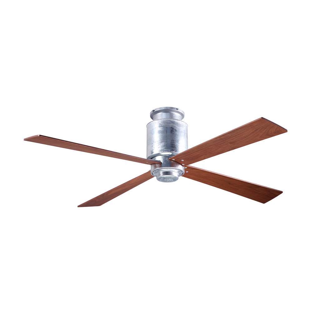 Modern Fan Company Lapa Flush Fan; Galvanized Finish; 50'' Mahogany Blades; No Light; Fan Speed and Light Control (2-wire)