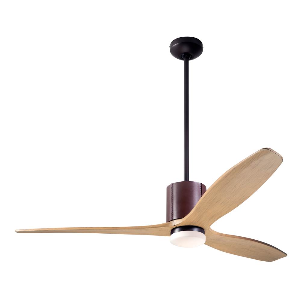 Modern Fan Company LeatherLuxe DC Fan; Dark Bronze Finish with Chocolate Leather; 54'' Maple Blades; 17W LED; Remote Control