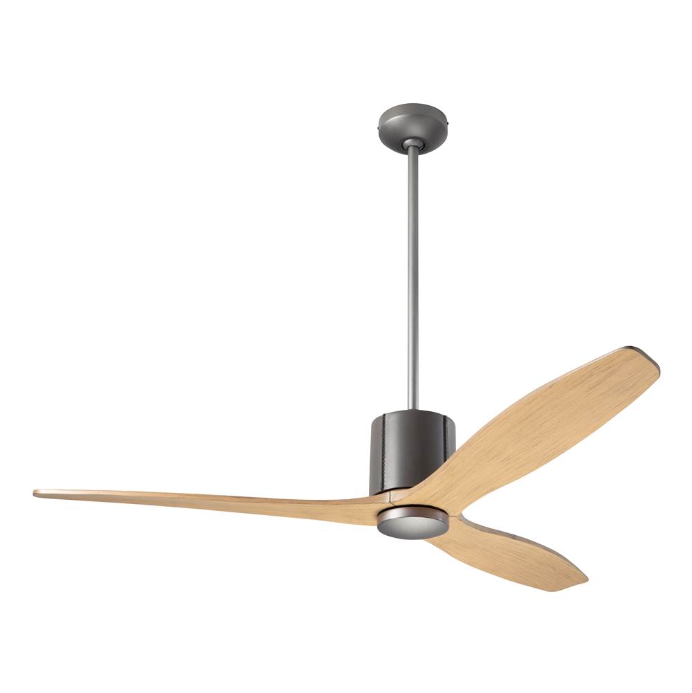 Modern Fan Company LeatherLuxe DC Fan; Graphite Finish with Gray Leather; 54'' Maple Blades; No Light; Wall Control