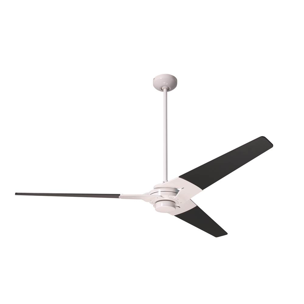 Modern Fan Company Torsion Fan; Gloss White Finish; 62'' Black Blades; No Light; Fan Speed and Light Control (2-wire)