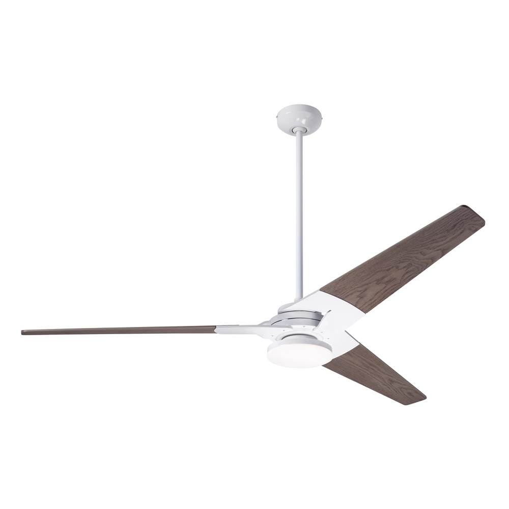 Modern Fan Company Torsion Fan; Gloss White Finish; 62'' Graywash Blades; 20W LED; Fan Speed and Light Control (3-wire)