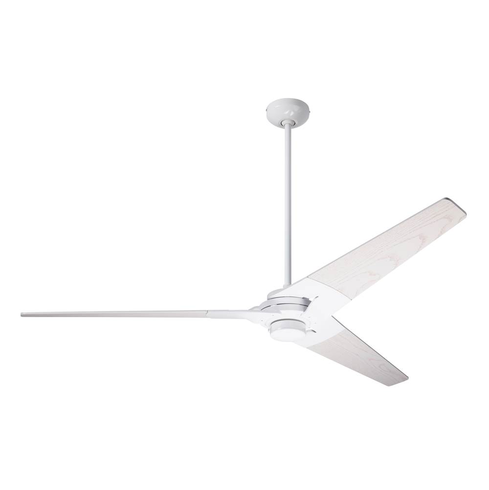 Modern Fan Company Torsion Fan; Gloss White Finish; 62'' Whitewash Blades; No Light; Fan Speed and Light Control (2-wire)