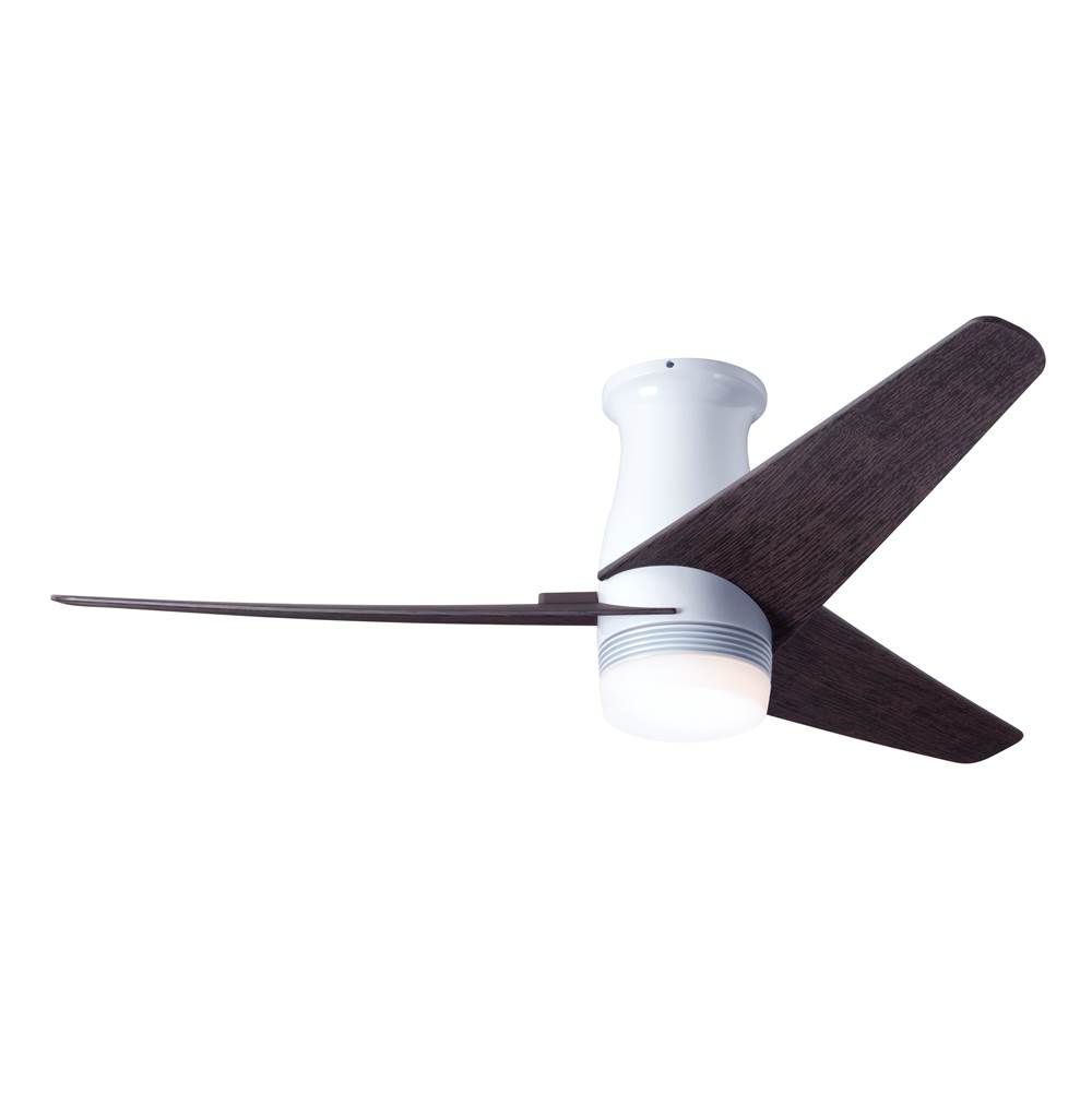 Modern Fan Company Velo Flush DC Fan; Gloss White Finish; 48'' Ebony Blades; 17W LED; Wall Control