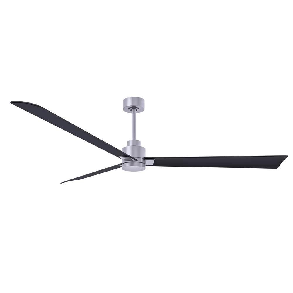 Matthews Fan Company Alessandra 3-blade transitional ceiling fan in brushed nickel finish with matte black blades. Optimized for wet location
