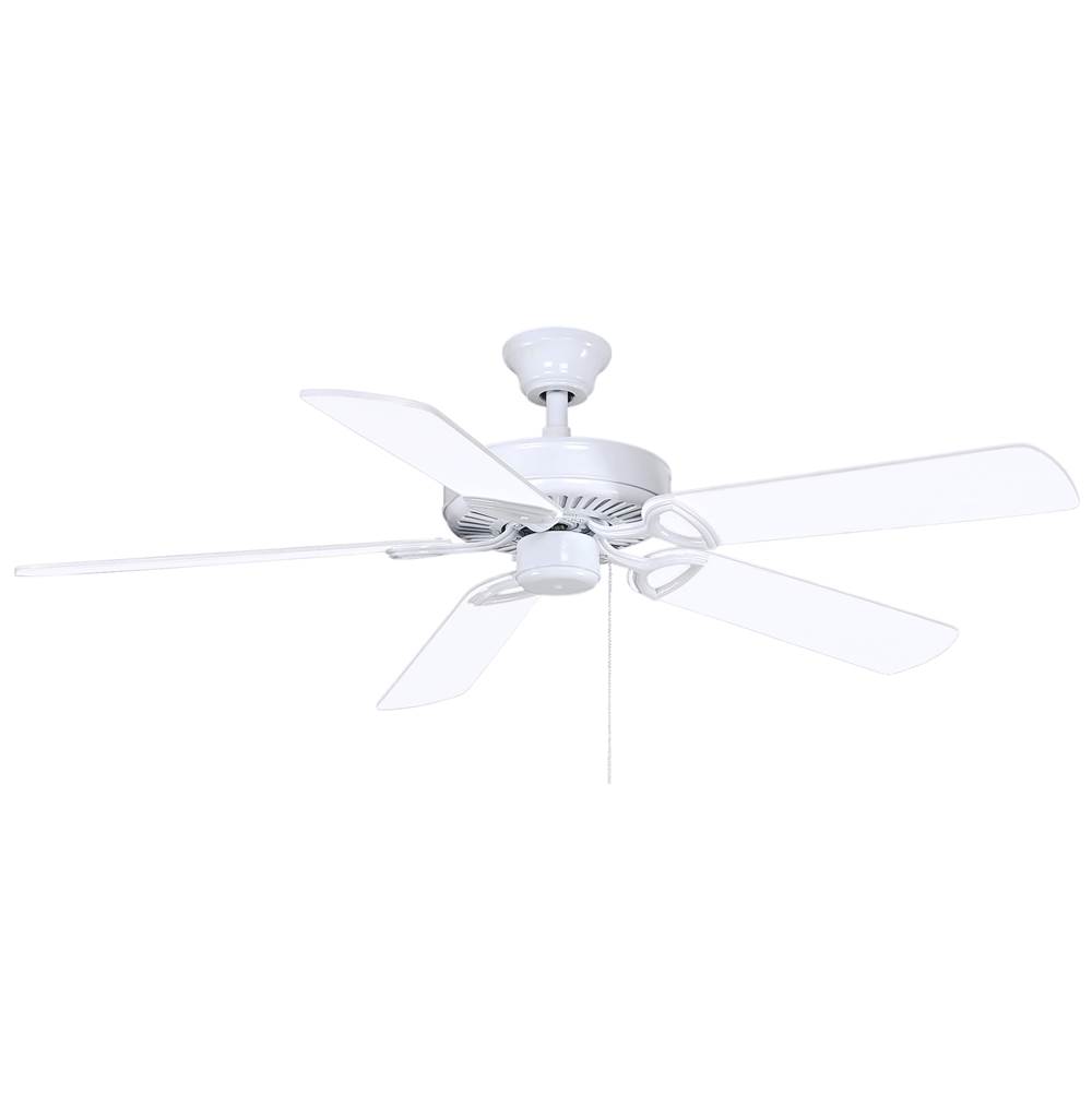 Matthews Fan Company America 3-speed ceiling fan in gloss white finish with 52'' white blades. Made in Taiwan
