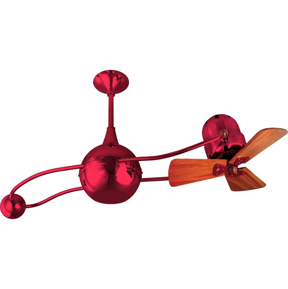 Matthews Fan Company Brisa 360degree counterweight rotational ceiling fan in Rubi (Red) finish with solid sustainable mahogany wood blades.
