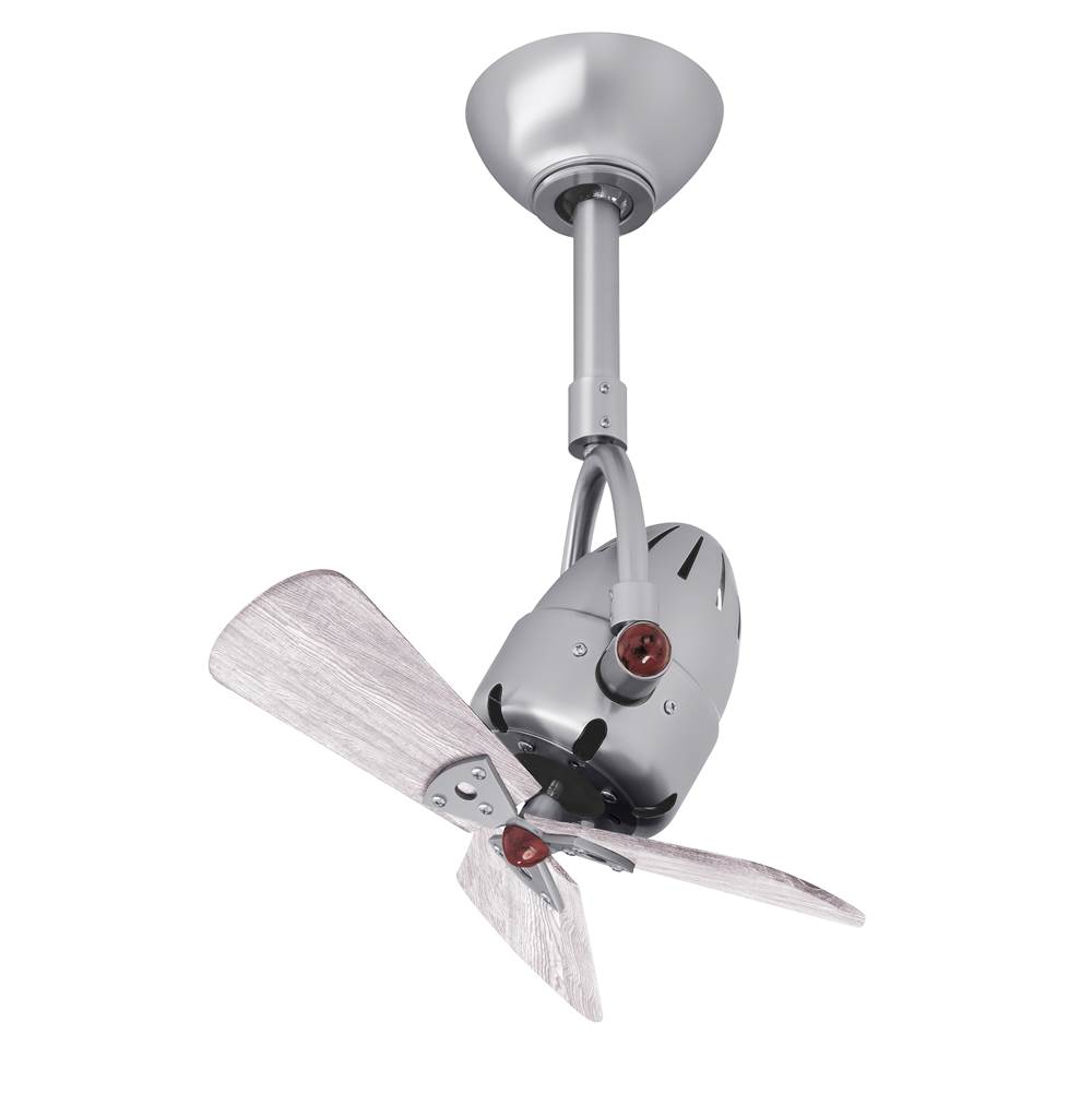 Matthews Fan Company Diane oscillating ceiling fan in Brushed Nickel finish with solid barn wood blades.
