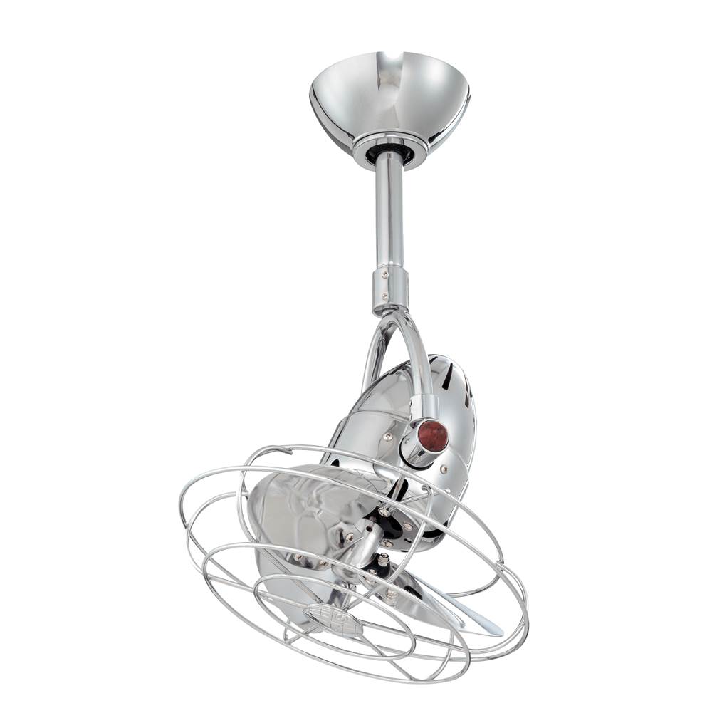 Matthews Fan Company Diane oscillating ceiling fan in Polished Chrome finish with metal blades.
