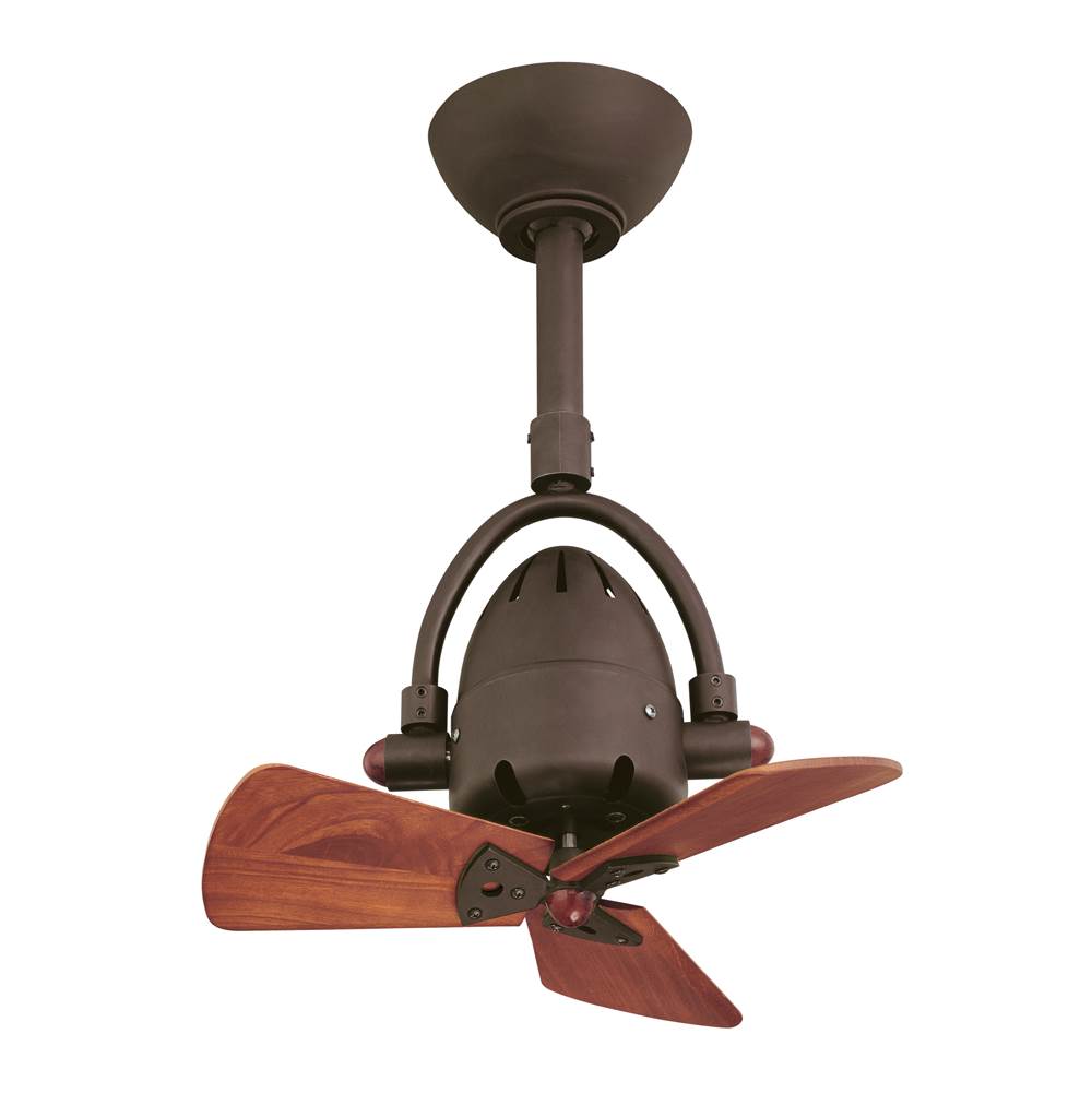 Matthews Fan Company Diane oscillating ceiling fan in Textured Bronze finish with solid mahogany tone wood blades.