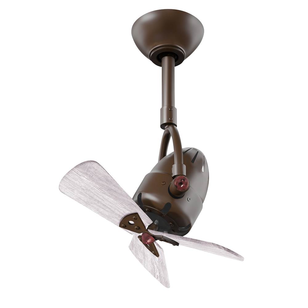 Matthews Fan Company Diane oscillating ceiling fan in Textured Bronze finish with solid barn wood blades.