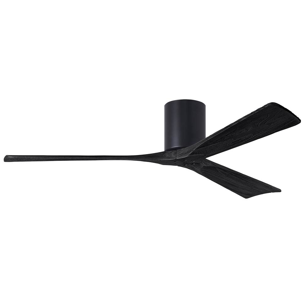 Matthews Fan Company Irene-3H three-blade flush mount paddle fan in Matte Black finish with 60'' solid matte black wood blades.