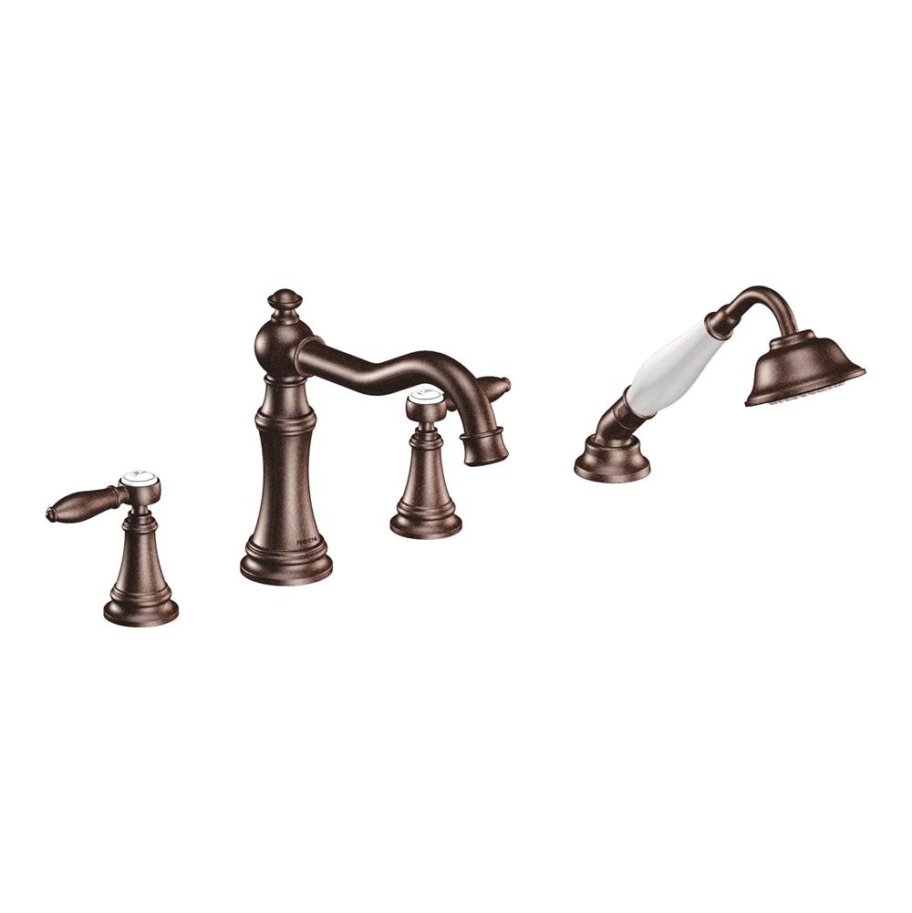 Moen Weymouth Two-Handle Diverter Roman Tub Faucet Includes Hand Shower, Oil Rubbed Bronze