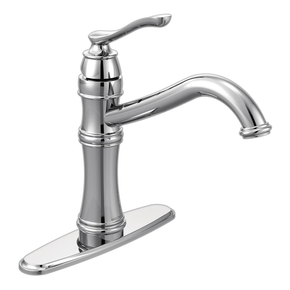 Moen Belfield Traditional One Handle High Arc Kitchen Faucet with Optional Deckplate Included, Chrome