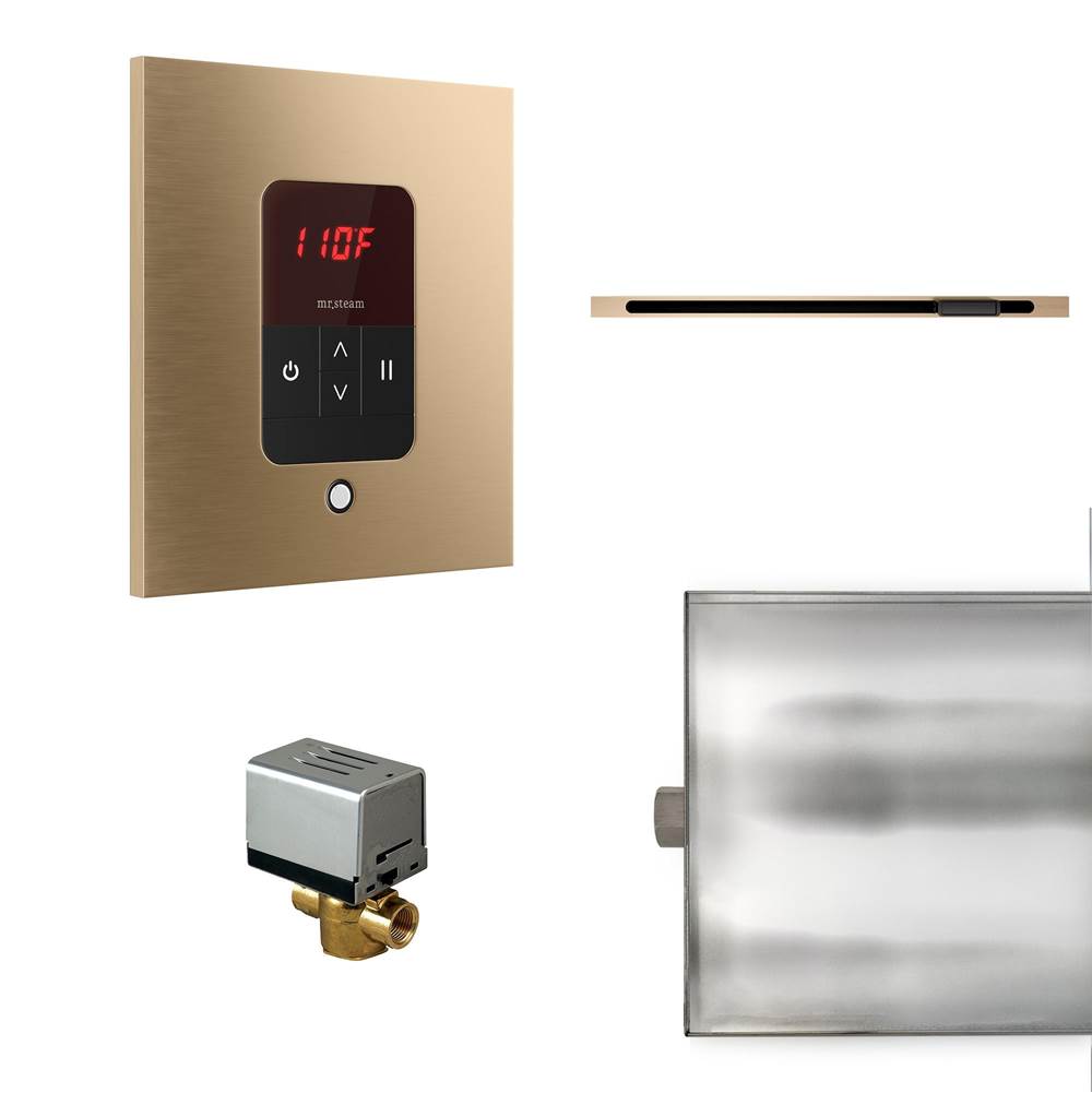 Mr. Steam Basic Butler Linear Steam Shower Control Package with iTempo Control and Linear SteamHead in Square Brushed Bronze