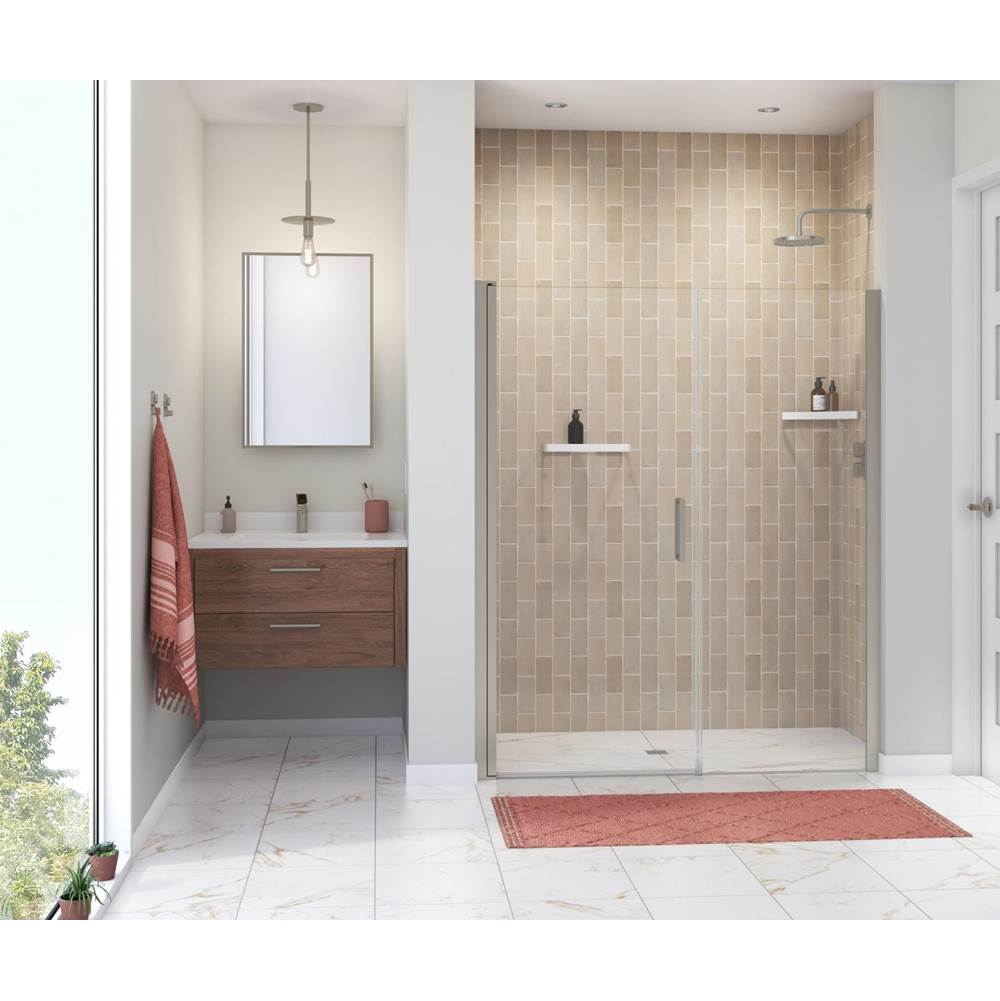 Maax Manhattan 55-57 x 68 in. 6 mm Pivot Shower Door for Alcove Installation with Clear glass & Round Handle in Brushed Nickel