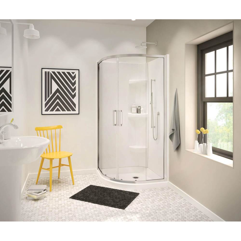 Maax Neo-round Base 36 3 in. 36 x 36 Acrylic Corner Left or Right Shower Base with Corner Drain in White