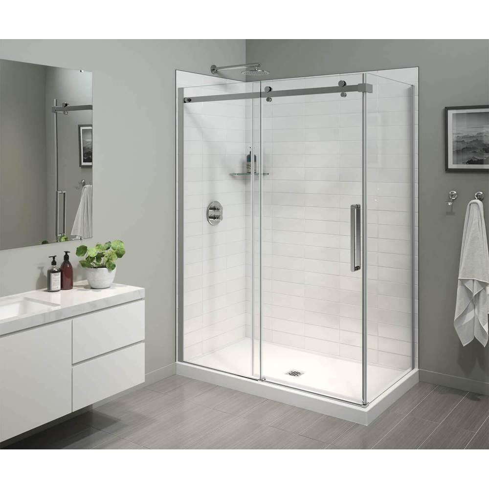 Maax B3X 6036 Acrylic Corner Left Shower Base with Center Drain in White